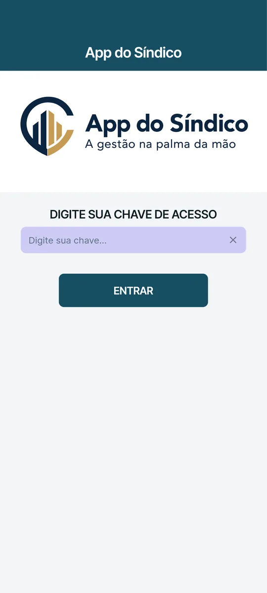Tela de acesso do App do Síndico