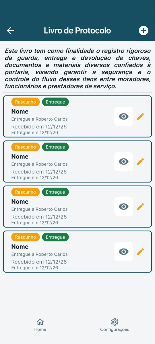 Livro de protocolo